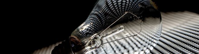 Ampoule posée sur un support en grille