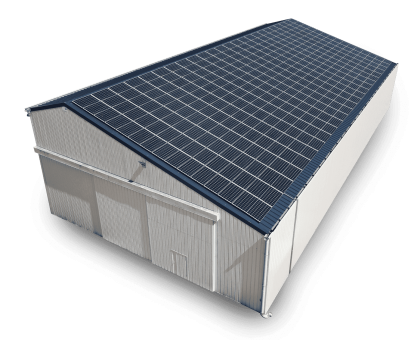 Bâtiment solaire asymétrique par Triangle Énergie avec un bardage blanc