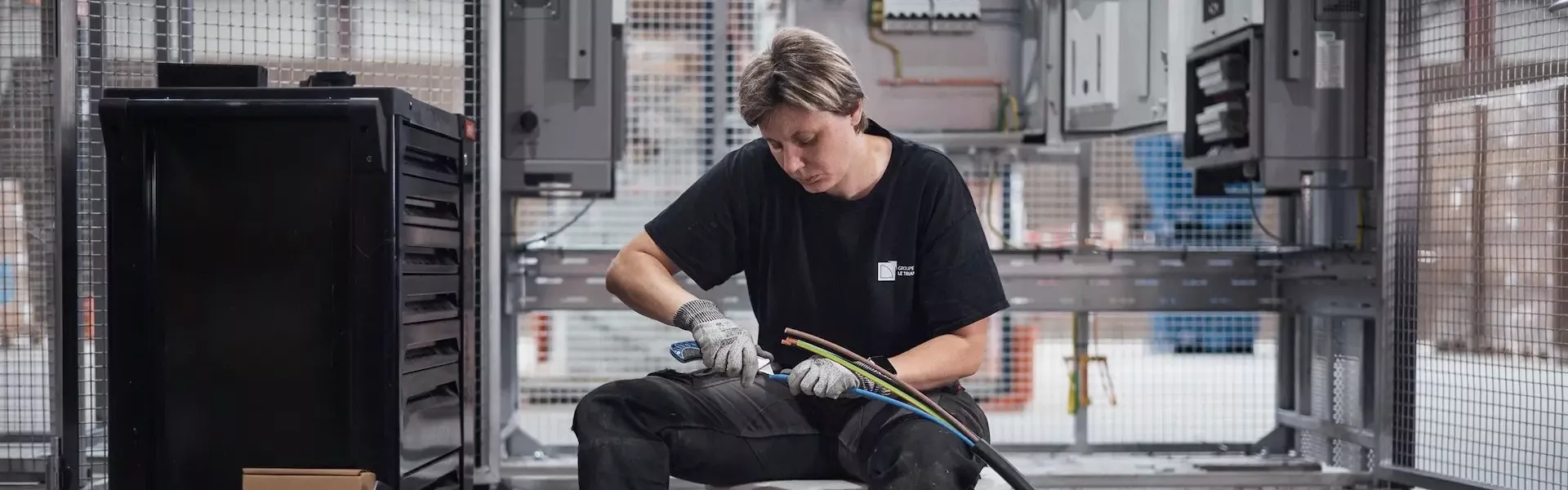 collaborateur de Triangle energie en train de travailler dans les ateliers du Groupe le Triangle